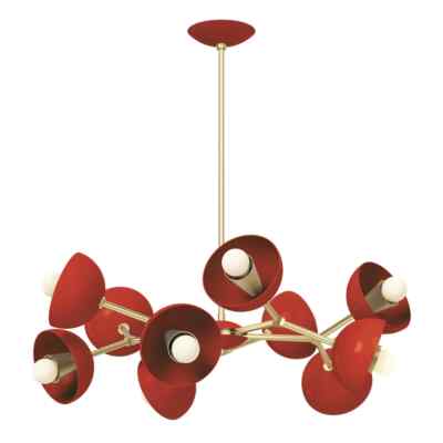 Red Matte Dome Charming Orbital Chandelier Red & Gold Royal Combination Light
