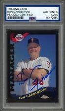 Ron Gardenhire SIGNED 2002 Topps Chrome Black Refractor SP Auto /100 PSA Twins