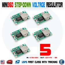5pcs Mini360 Buck Converter Step Down Adjustable Power Supply Module DC-DC 1-17