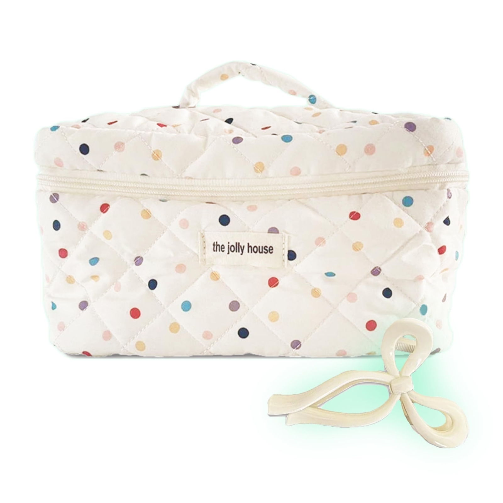 Spacious Quilted Cotton Makeup and Toiletry Travel Bag