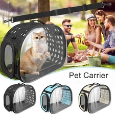 Portable Pet Dog Carrier Bag Foldable Breathable Cat Totes Transparent Backpack