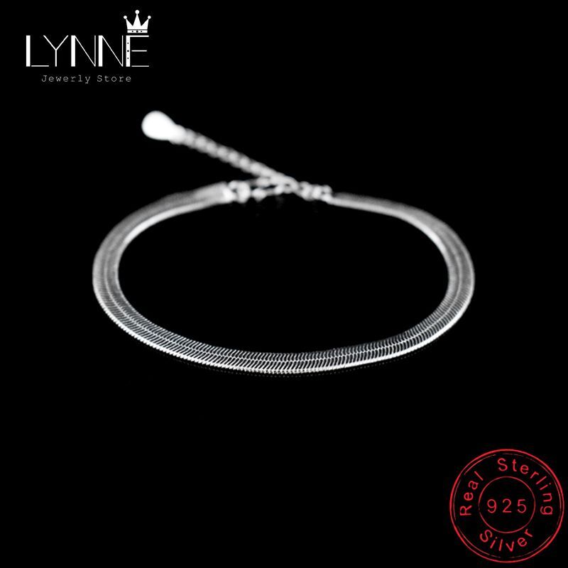Flat Snake Chain Bracelets - 925 Sterling Silver Blade Bracelet