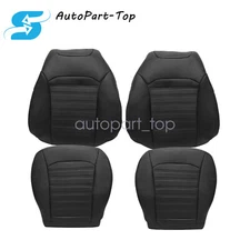 For 13-17 Ford Fusion Driver / Passenger Top / Bottom Leather Seat Cover Black
