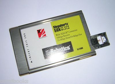 US Robotics Megahertz 56k X2 PCMCIA Modem PC Card with XJACK XJ1560