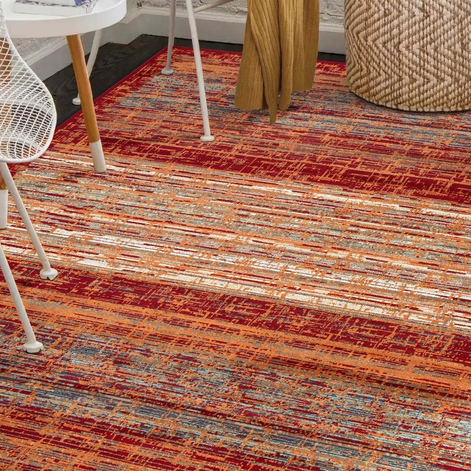 Vintage Farmhouse Striped Abstract Antistatic Large Indoor Area Rugs Or Runner - Image 2 of 4