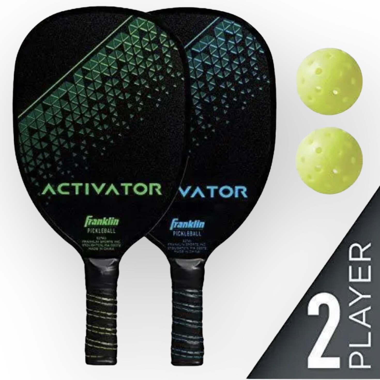 Franklin Sports Pickleball Paddle & Ball Set Wooden Rackets 2 Players USAPA