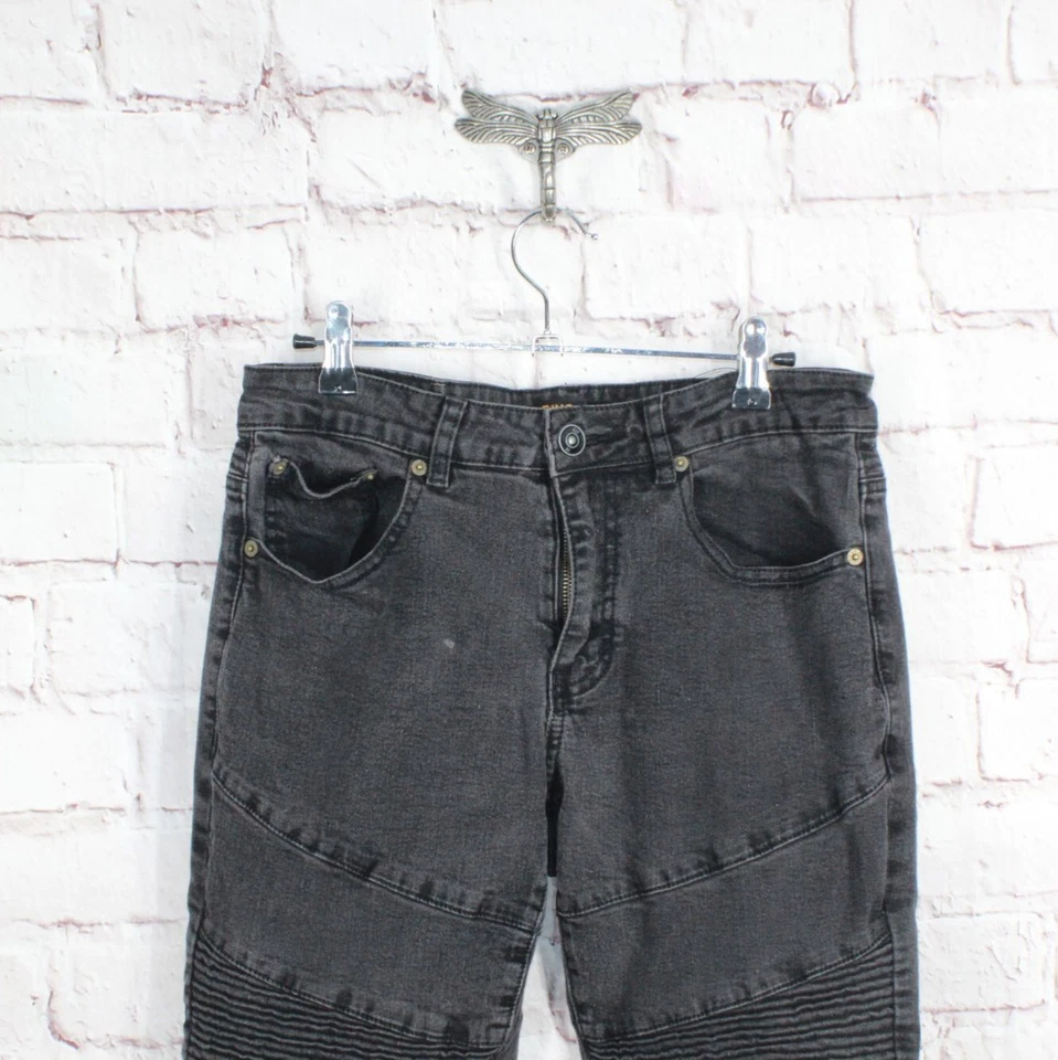 Мужские прямые джинсы Ring Of Fire Slim Fit Moto из хлопковой смеси черные размер 32x32 - Изображение 2 из 4