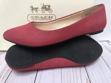 Coach and Four Red Metallic Melitta Flats Shoes Size 6.5 ~ MINT (worn 1x)