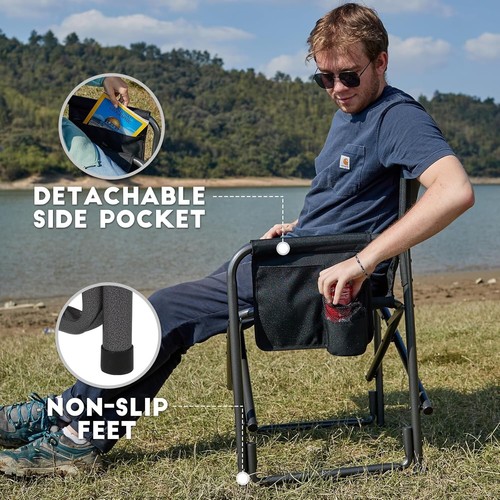 Portable Aluminum Camping Chair with Side Table, Ideal for Outdoor Adventures - Picture 9 of 11