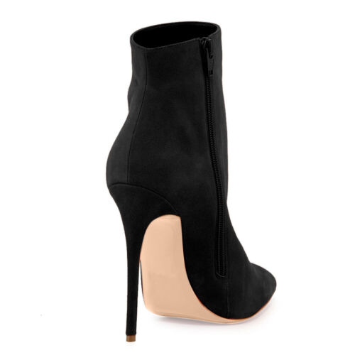 Onlymaker Women's Pointed Toe Ankle Boots Zipper Faux Suede High Heels Booties - Picture 11 of 19