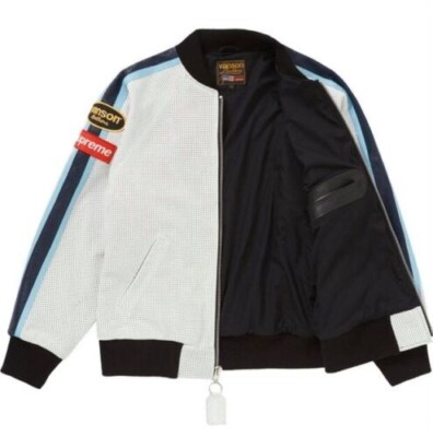 Supreme Vanson Leathers Perforated Bomber Jacket White Rare - NWT