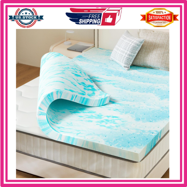 Mattress Topper, Queen Size Cooling Gel Memory Foam Bed Toppers, 2 Inch Soft Mat-image