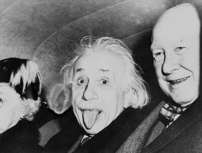 Albert Einstein Sticking Out His Tongue New Jersey 1951 OLD PHOTO