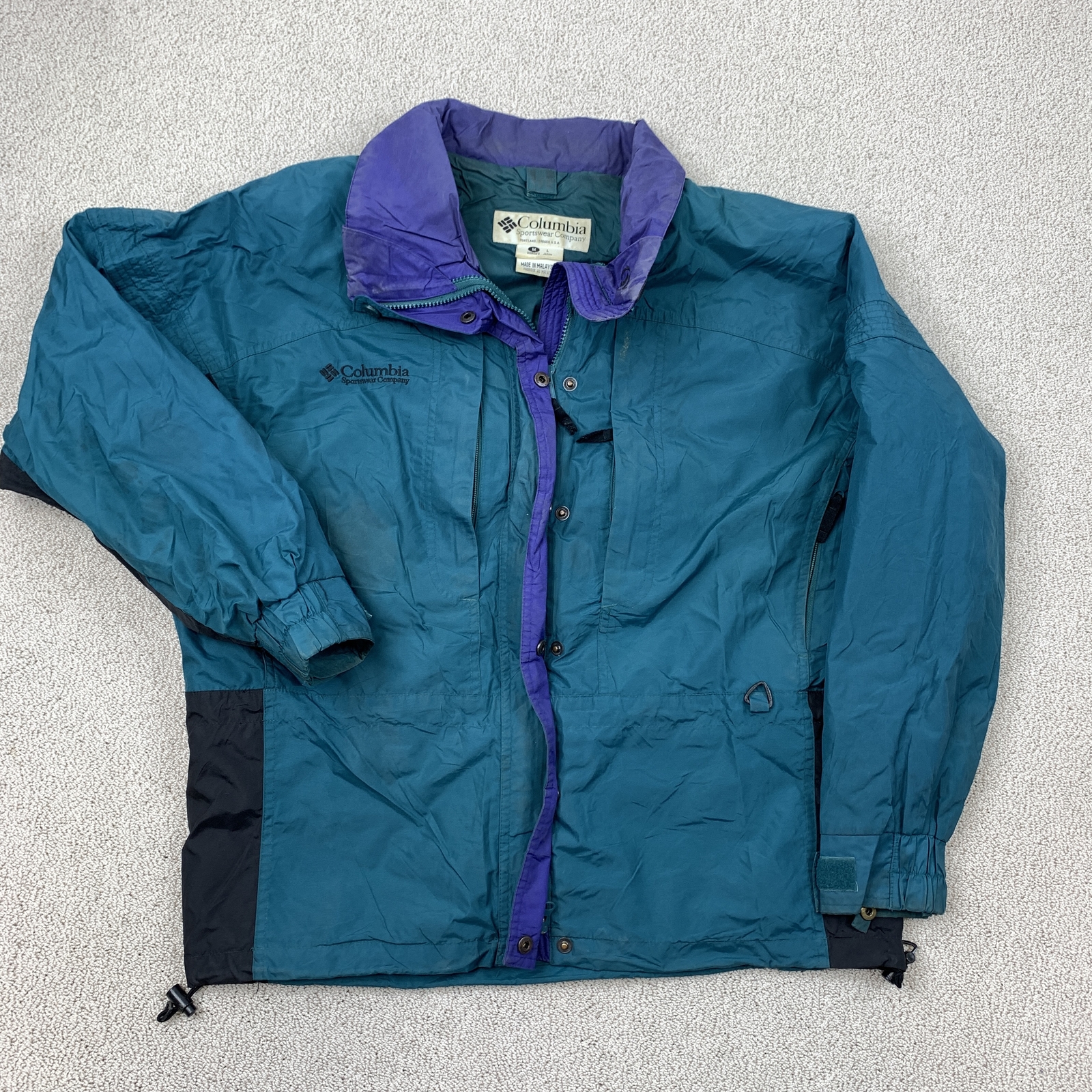 Vintage Columbia Womens Teal Purple Full Zip Outdoor Jacket Size Medium
