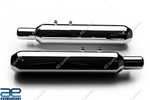 AEW TE AuspuffdäMpfer Stahl Chrom Set FüR Royal Enfield Super Meteor 650-image