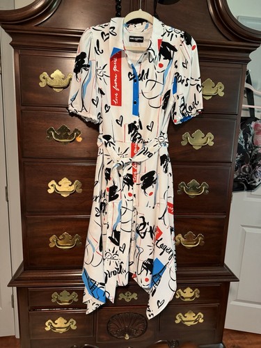 NWT Women Karl Lagerfeld Burgee Print White Knee Length Dress,Sz2; Ret$149.00 - Picture 11 of 17