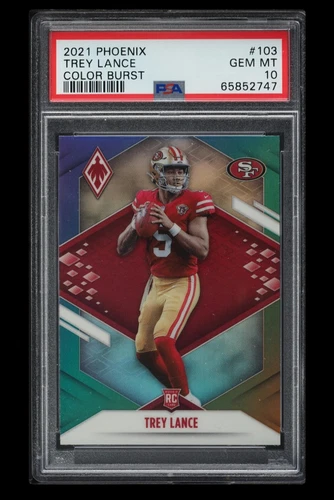2021 🏈 Panini Phoenix Trey Lance Color Burst Rookie RC #103 PSA-10