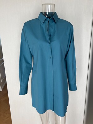 loro piana shirt dress blue green cotton xs 40 | eBay
