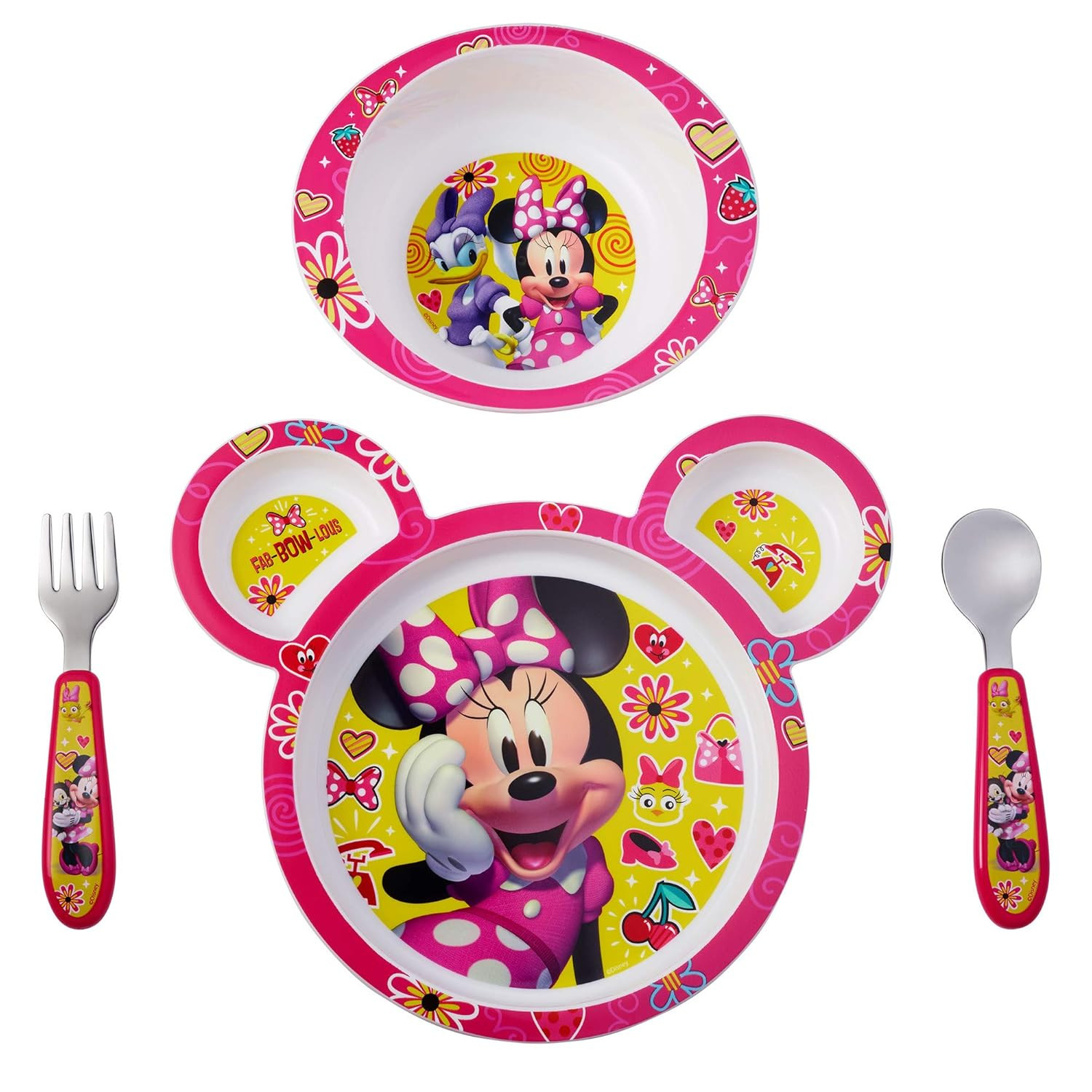 Disney Minnie Mouse Dinnerware Set - Toddler Plates and Toddler Utensils- 4 P...