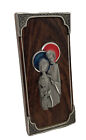 Mother Mary & Child Peltro Italy Pewter Wall Decor Plaque Free Standing 6x2-5/8”