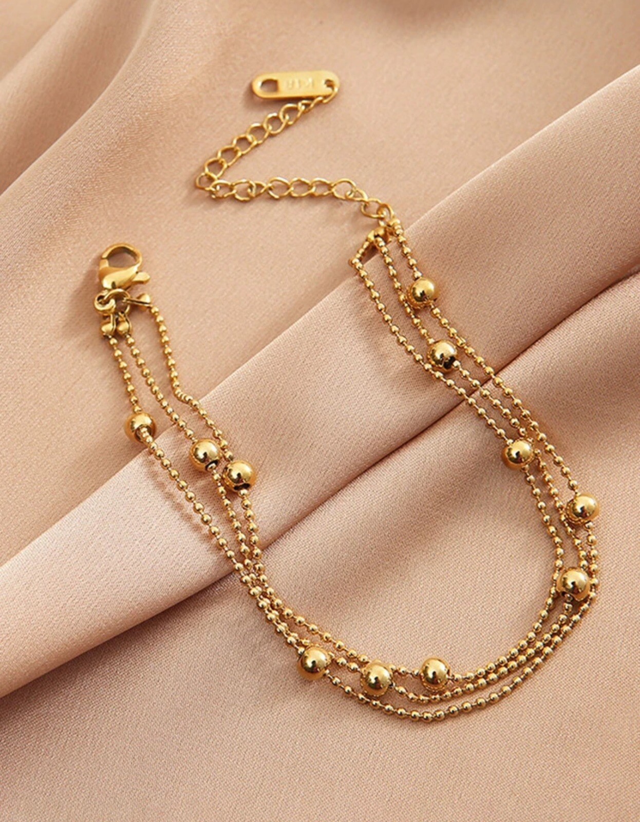 Bracelet triple chaîne acier inoxydable doré à l'or jaune fin de qualité supérieure - 4