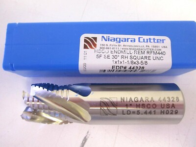 Niagara (44328) 1'' HSCO 5F RH Square End Mill 1 x 1 x 1-1/8 x 3-5/8 USA