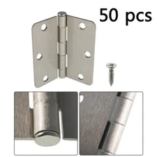 High Precision 50 Pack 3-1/2 Inch Satin Nickel Door Hinges 1/4" Radius Corners