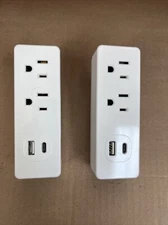Leviton 15 Amp 2-Outlet Wall Tap Adapter with USB-A and USB-C Ports (2PK)