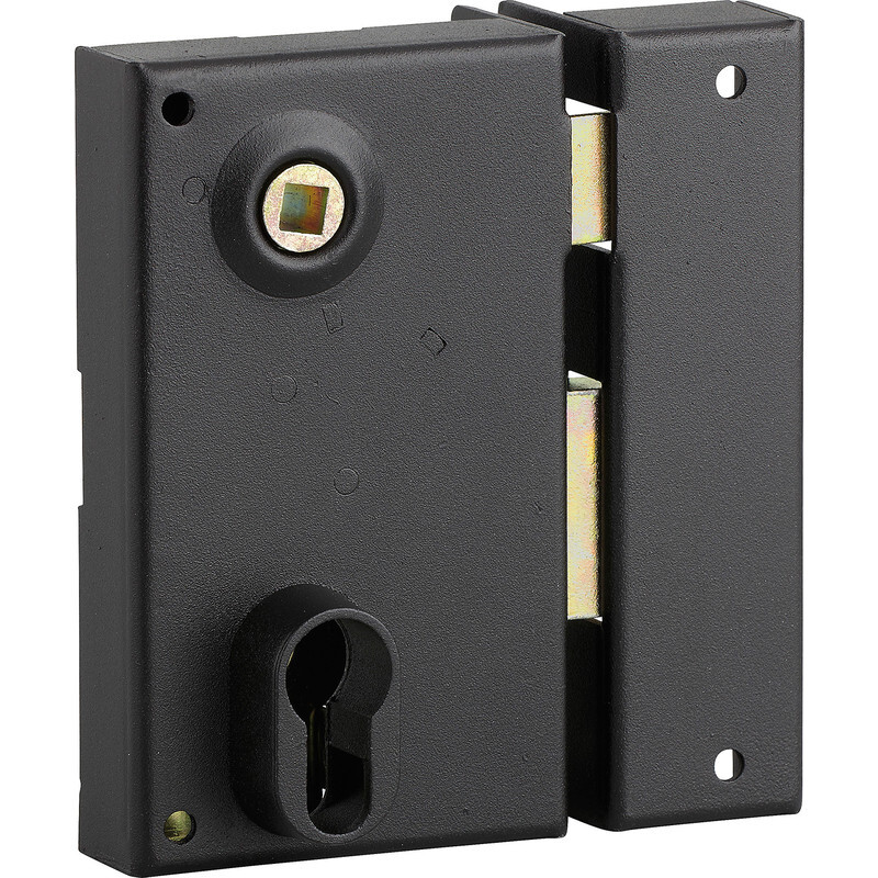 Boitier de serrure verticale en applique double entrée avec fouillot réversible en acier