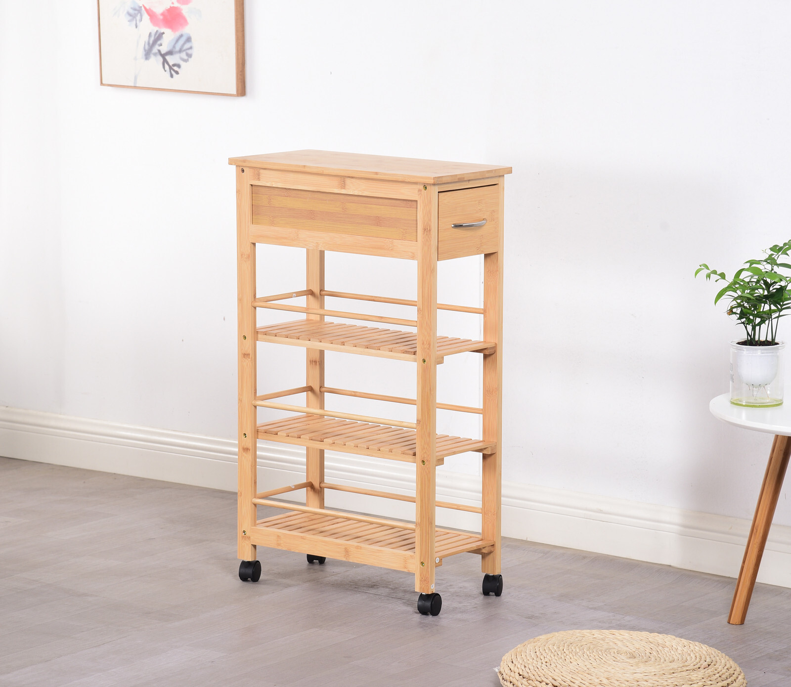 Slimline Kitchen Cart Wheels Narrow Rack Organiser Wheeled Portable
