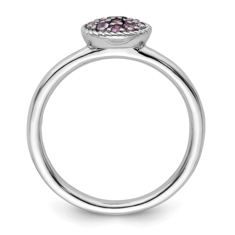 Anillo de plata apilable expresiones amatista rodio QSK319 Foto 2 de 4