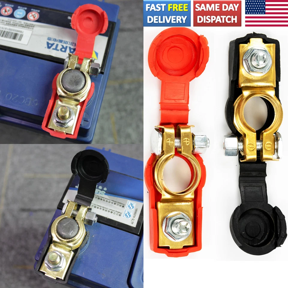 Battery Terminal Car Connector Positive Negative Post Heavy Duty Clamp Clip Pair - Image 3 of 4