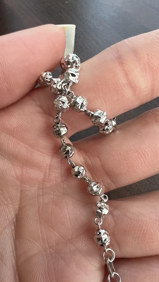 Pulsera de cuentas brillantes de oro blanco de 9K Foto 2 de 4