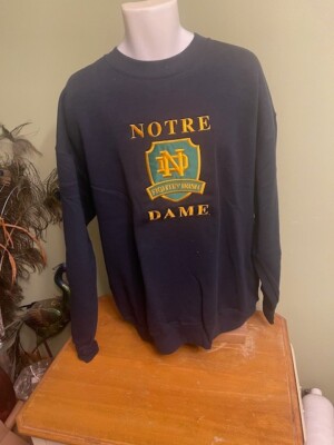 Vintage  Notre dame  Embroidered Sweatshirt -Navy Blue - XL -- NWT