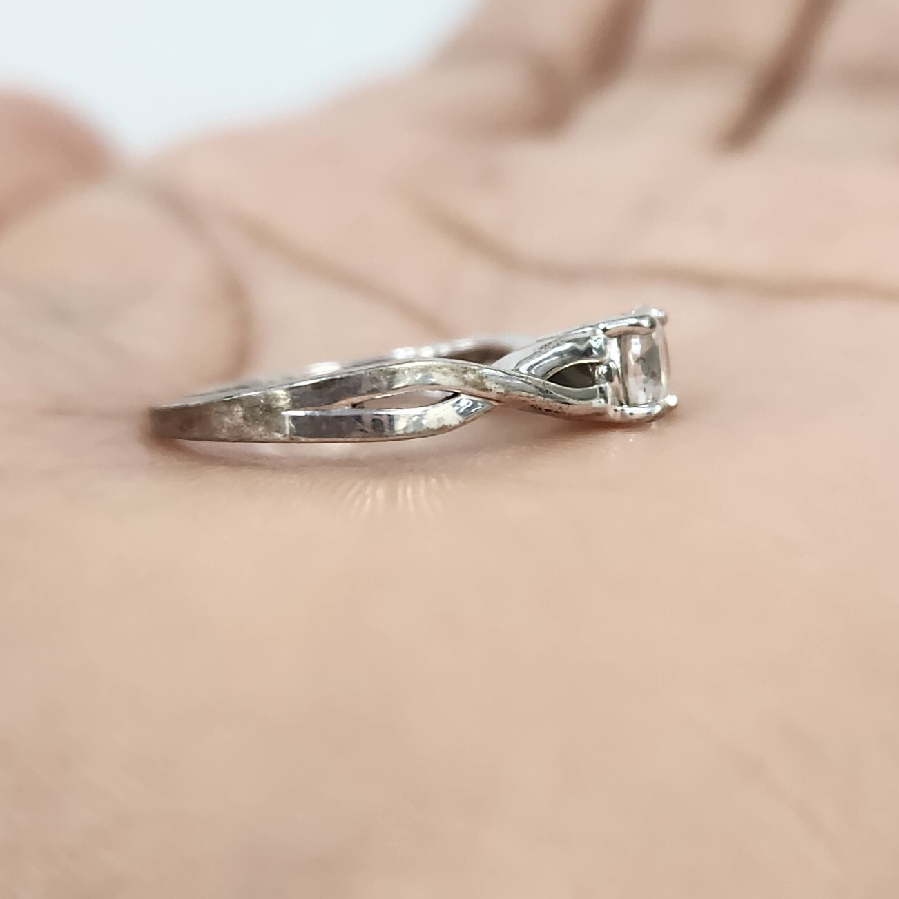 Sterling Silver Solitaire Ring Round Cut Simulate… - image 5