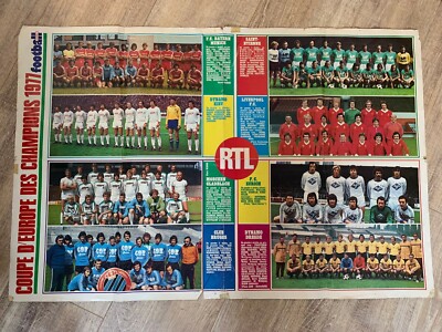 FOOTBALL POSTER ASSE St Etienne v Stade Reims Liverpool vainqueurs coupe 1976-77 EUR 6,99 - FR
