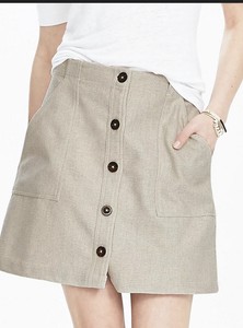 New-BANANA-REPUBLIC-Women-Beige-A-line-Cotton-Button-Front-Skirt-Size-0