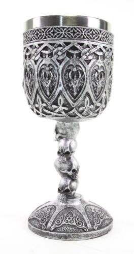 Silver Royal Dragon Wine Goblet Skulls Medieval Collectible Home Decor Gift - Picture 1 of 4