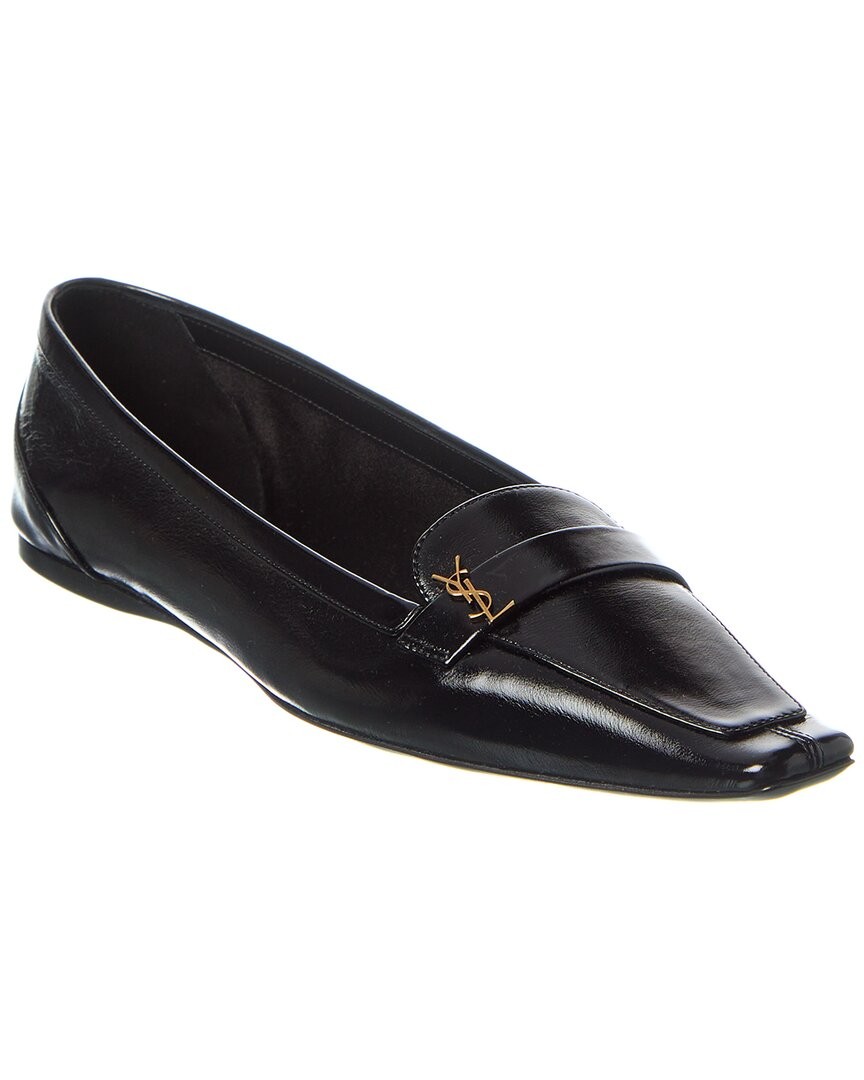 Saint Laurent Poppy Leather Flat Women's Black 37