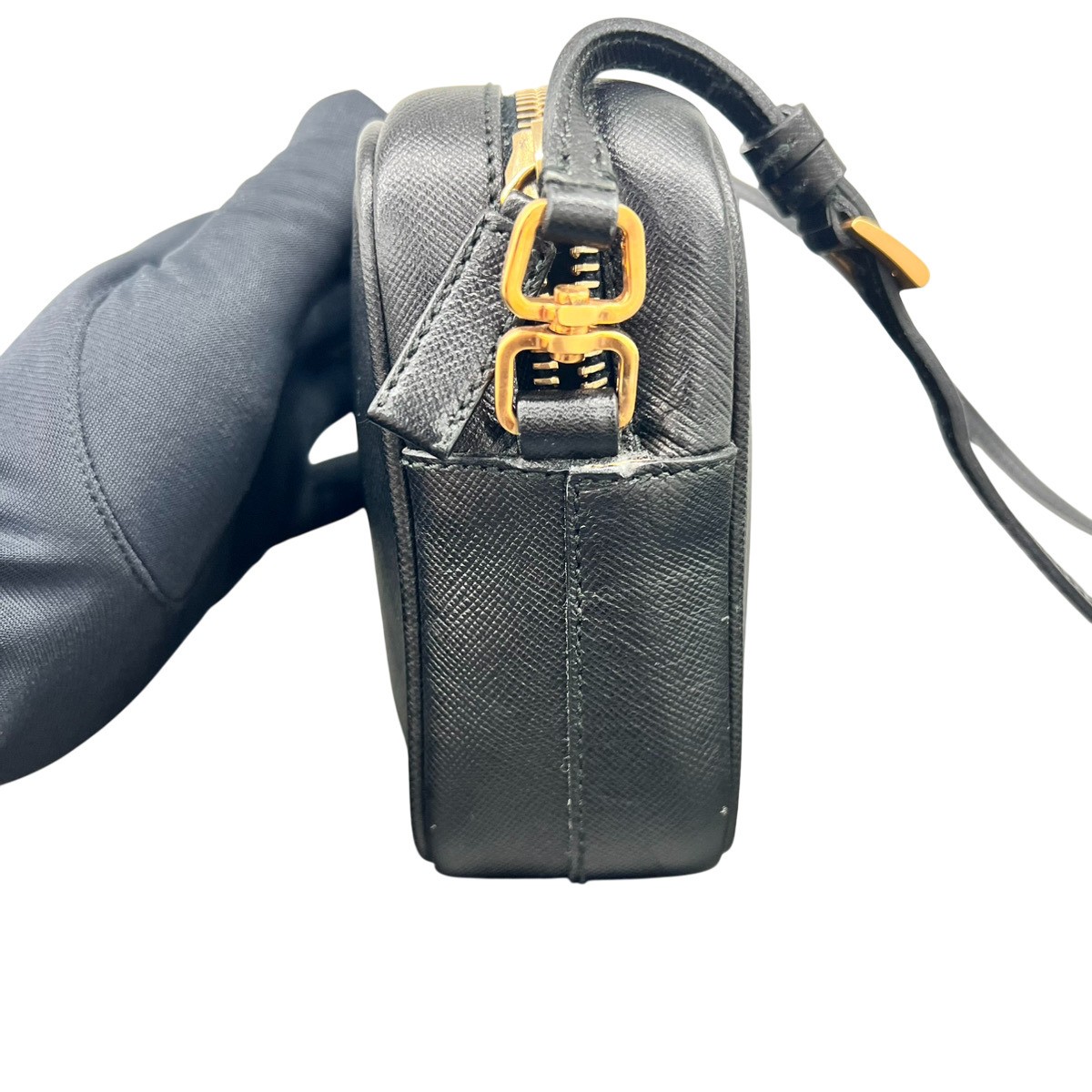 Excellent Condition PRADA Saffiano Leather Shoulder Bag BT0077 Black for Women A thumbnail 5