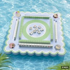 Floating Mahjong Table for Pool, Double-Sided Waterproof Floating Game Table wit
