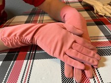 Vintage 40s/50s Deep Pink Rayon Above the Wrist Gloves XS