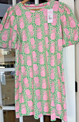 Lilly Pulitzer Mercer Dress Fauna Green Party Like a Pineapple Large NWT (13066