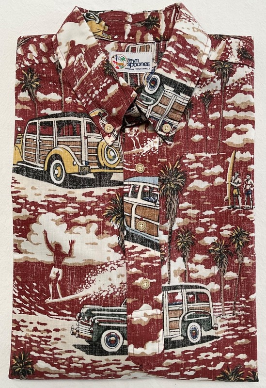 REYN SPOONER - Pullover - Eddy Y Woody/Surf Design Brick Red - Large - MINT