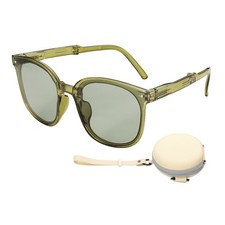 Sunglasses for Women Men, PC Folding Model with Original Box, Olive Green