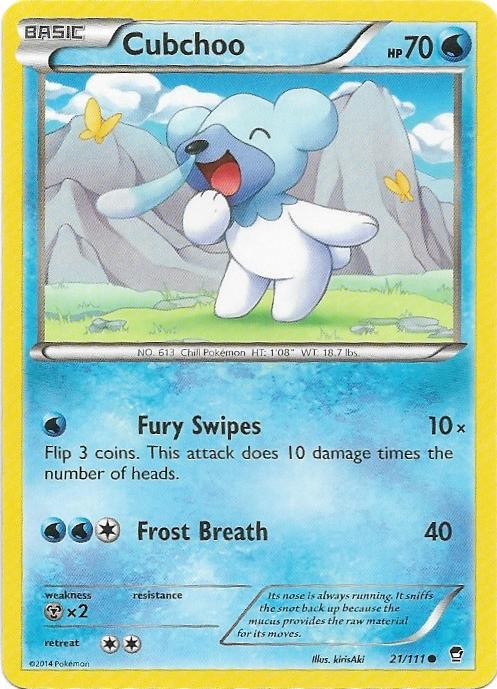 Cubchoo 21/111 Common Furious Fists Pokemon Near Mint