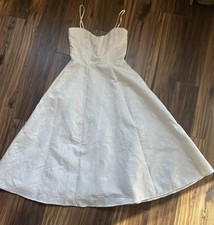 Lulu Midi White Jacquard Dress|SZ Med|Adjustable Straps|Floral|Corset Top|Formal