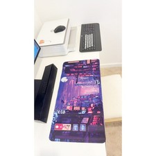Pixel Cyberpunk Neon City Large Gaming Mouse Pad 23.6"x11.5" Non-Slip Desk Mat