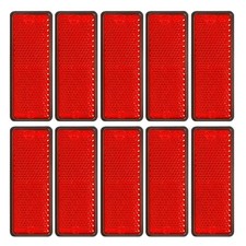 10 Pack Red Self Adhesive Rectangle Reflectors, E11 Approval Road Safety Stick-O