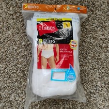 HANES Mens White Briefs 9-Pack Large Tagless Full Rise Underwear Comfort Soft